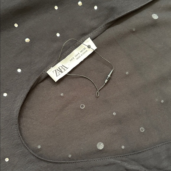Zara sparkly black studded open back long sleeve top sz.S - Picture 10 of 16
